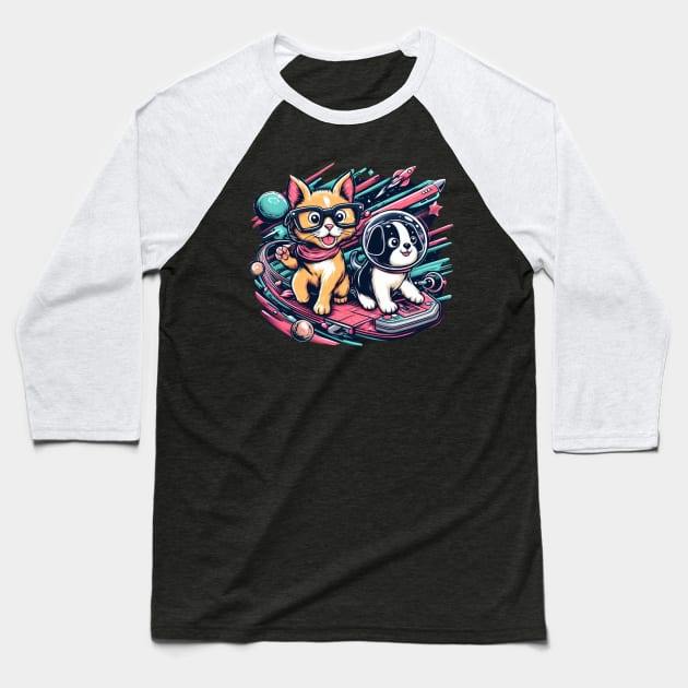 Cosmic Adventures - Cat Duo Baseball T-Shirt by Keziah Elements